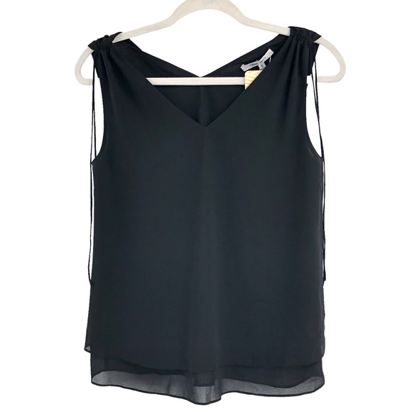 Naked Zebra NEW Womens Size Small Ruched Sleeveless Chiffon Blouse in Black - Picture 7 of 7